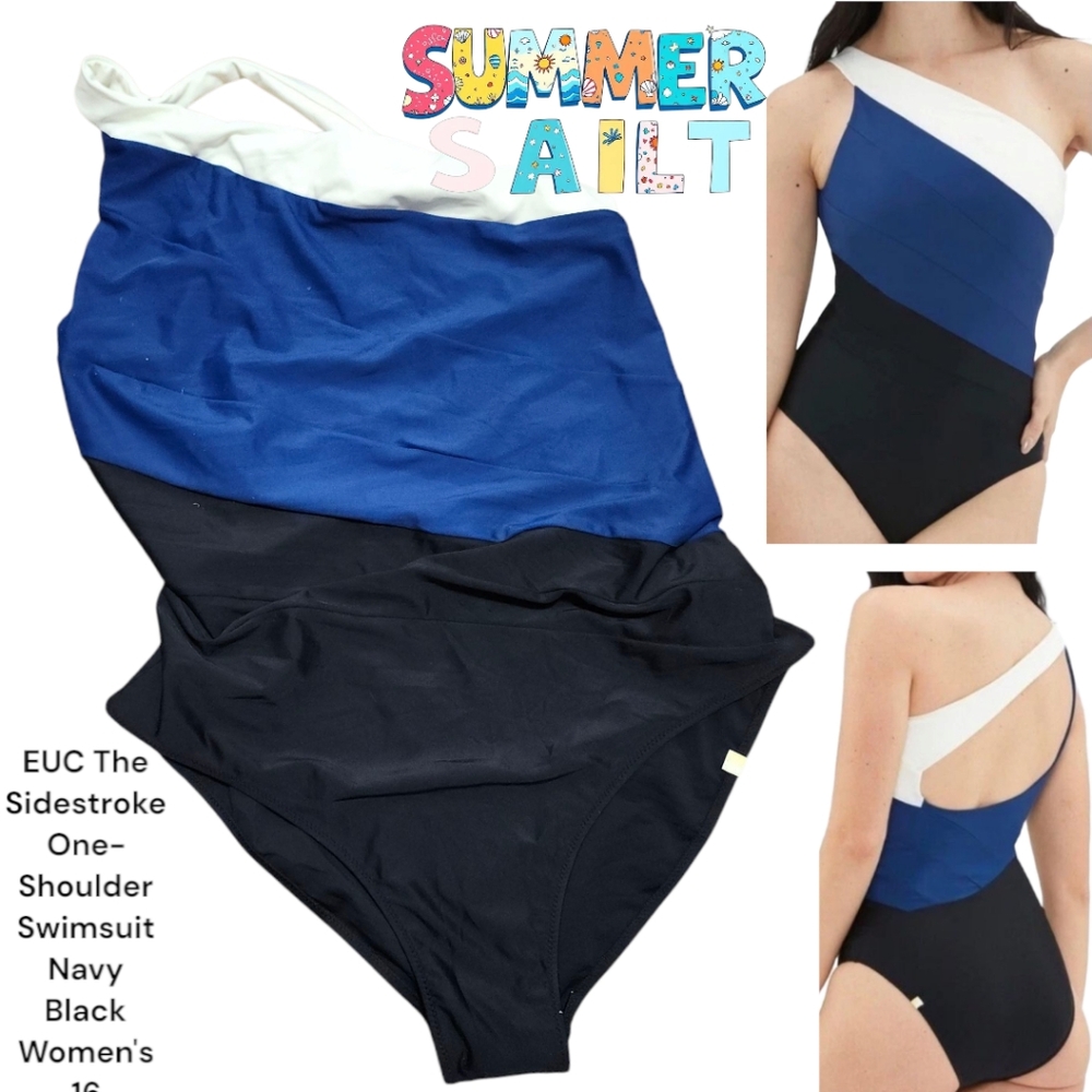 Summersalt Navy and Black One-Shoulder Swimsuit